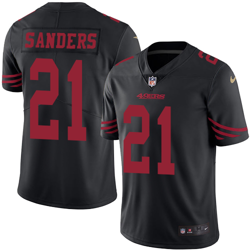 Men's Limited Deion Sanders Nike Jersey Black - #21 Rush NFL San Francisco 49ers